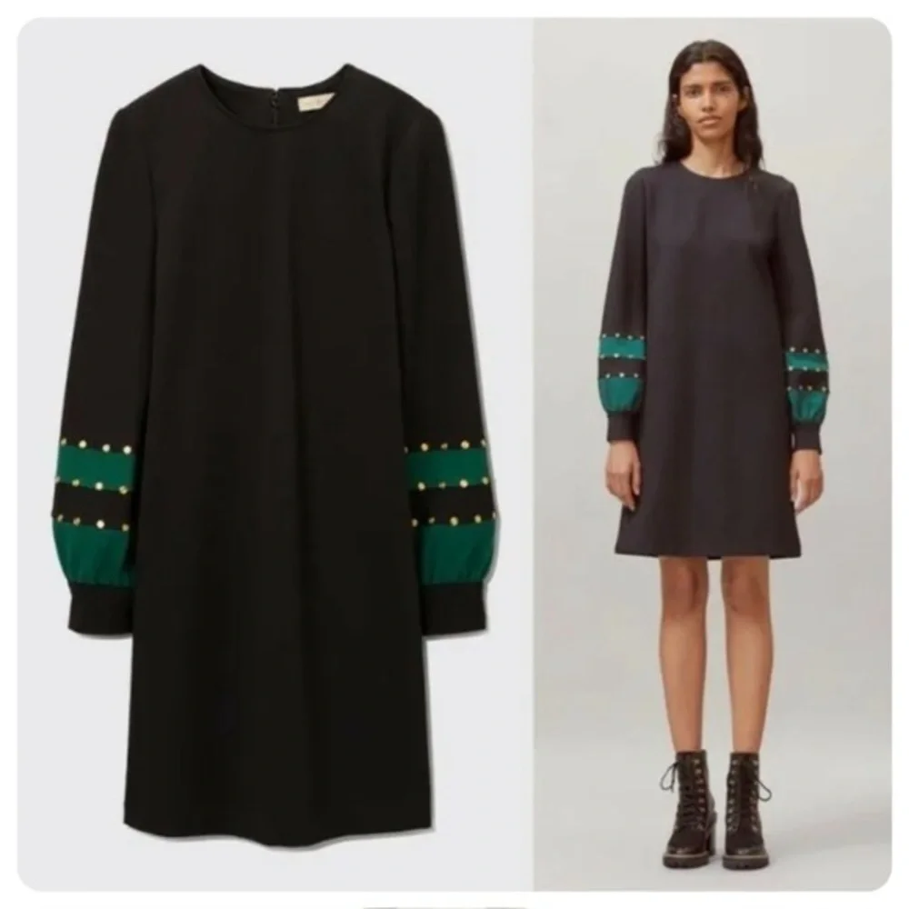 Tory Burch Ponte grommet sleeve embellished dress. Euc.